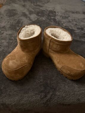 Balenciaga Chestnut Suede Faux-Shearling Ankle Booties